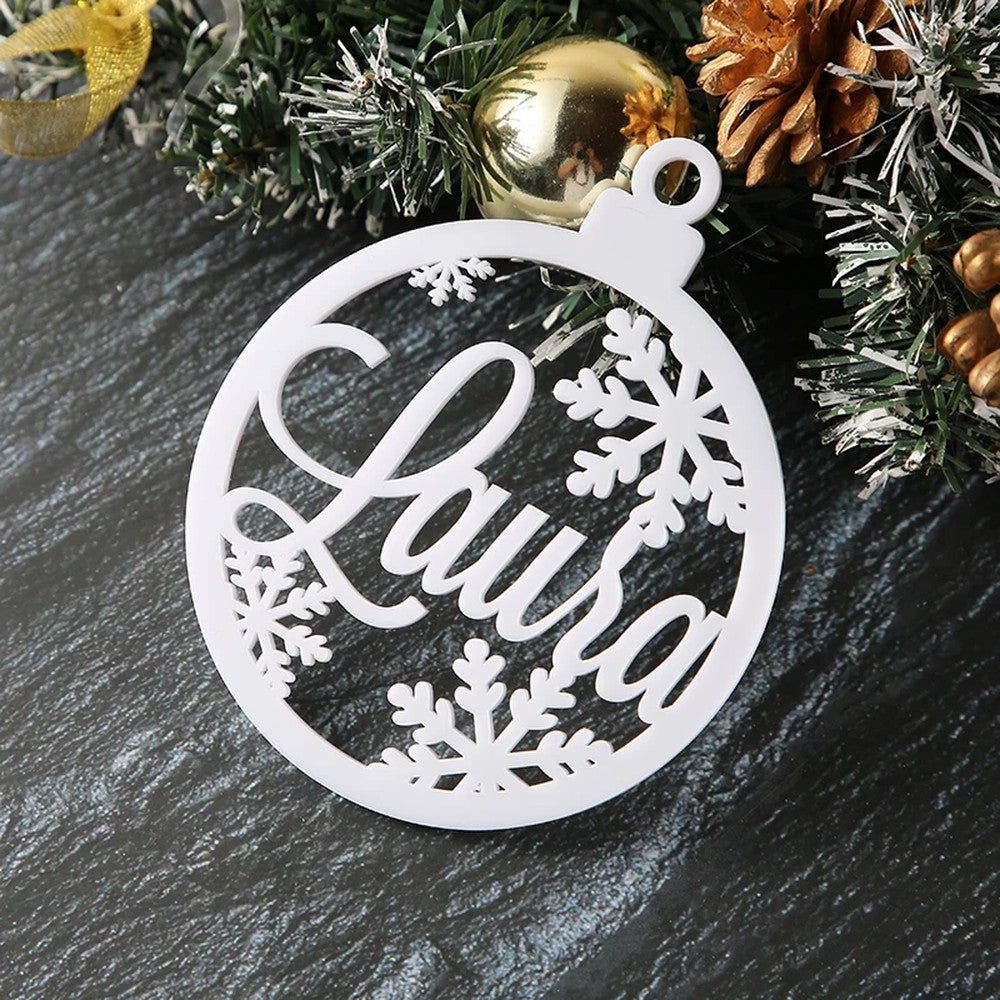 Bola de Navidad con el nombre, color blanco