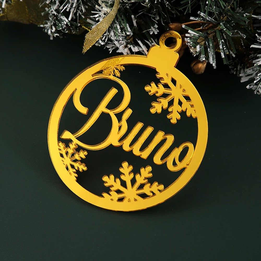 Bola de Navidad con el nombre, color dorado espejo