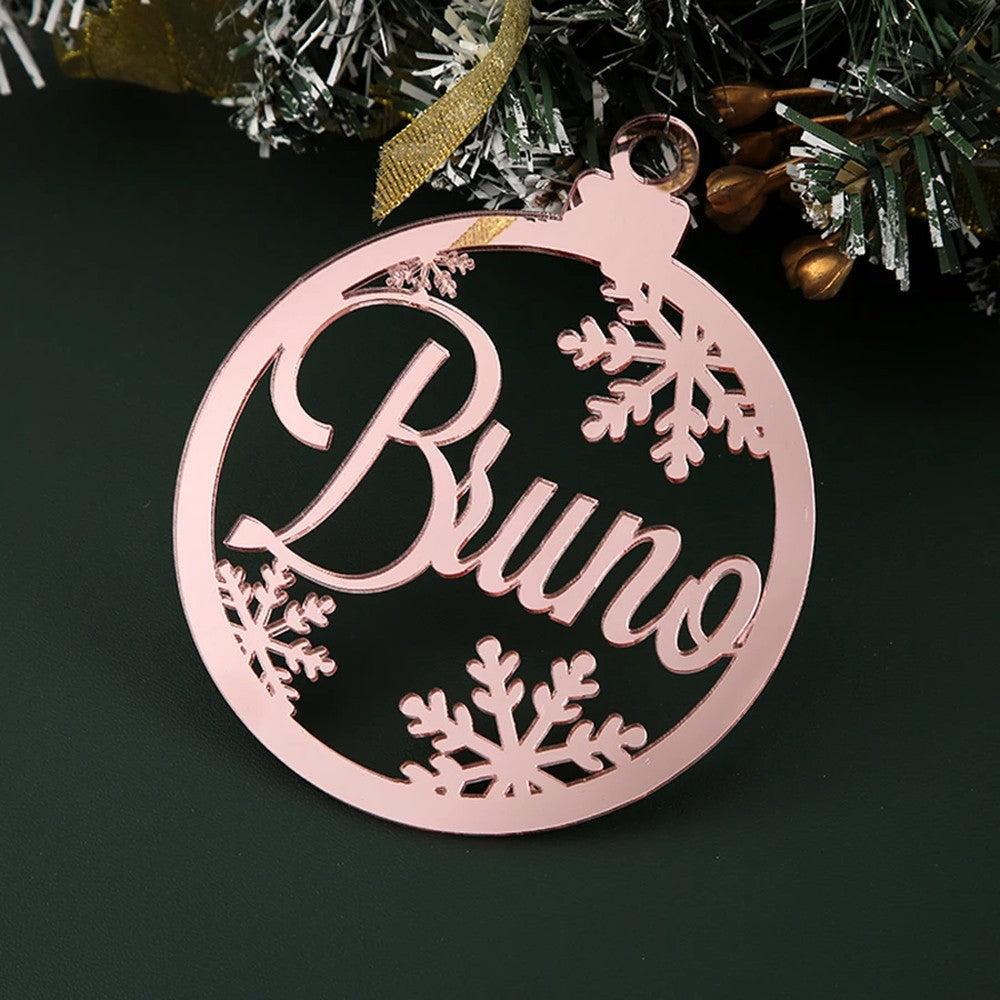 Bola de Navidad con el nombre, color rosa espejo