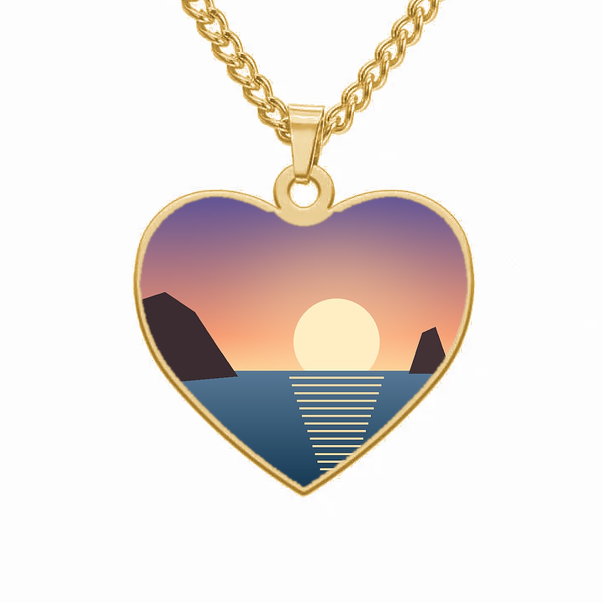 Collar con foto, medalla corazón, dorado (imagen de ejemplo)