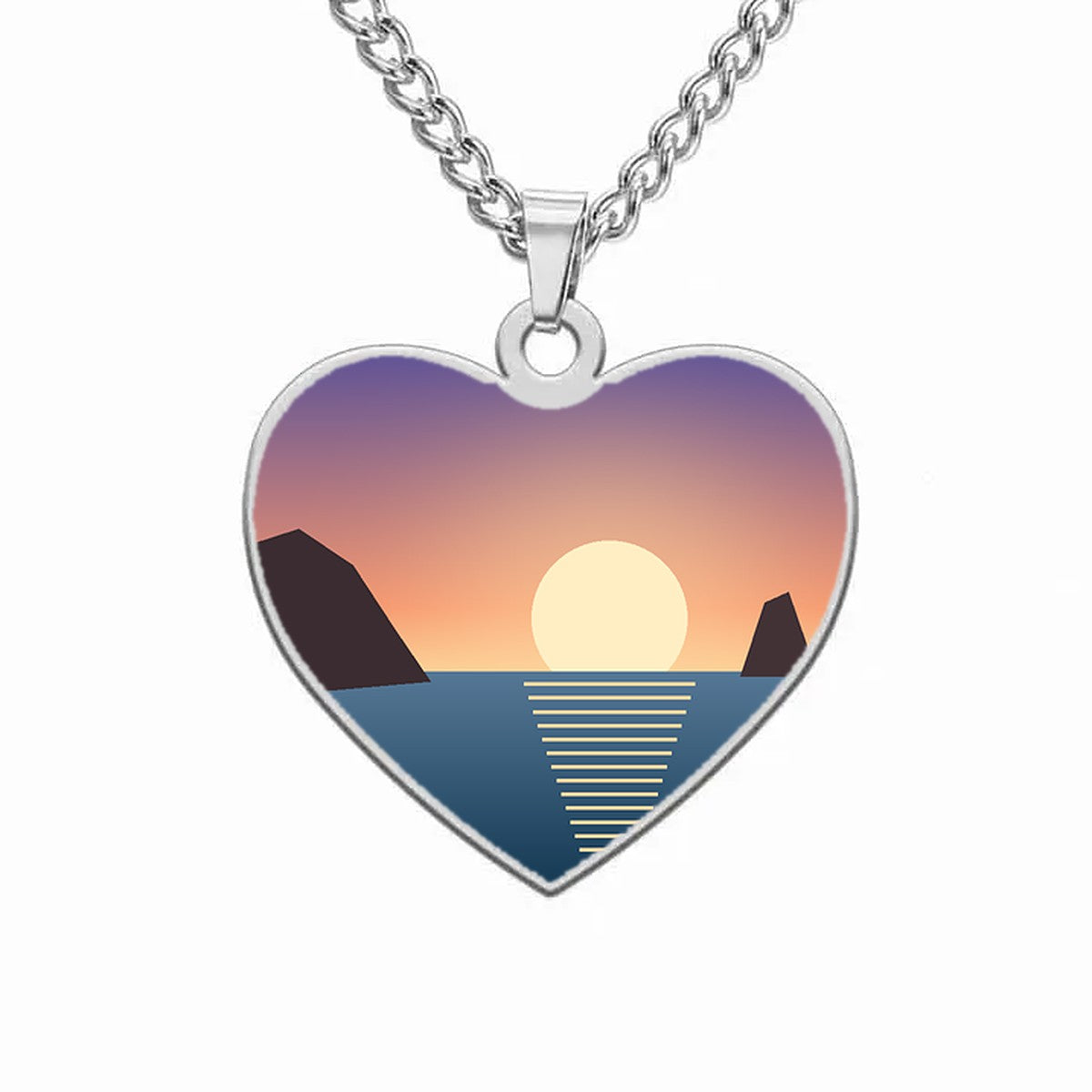 Collar con foto, medalla corazón, plateado (imagen de ejemplo)