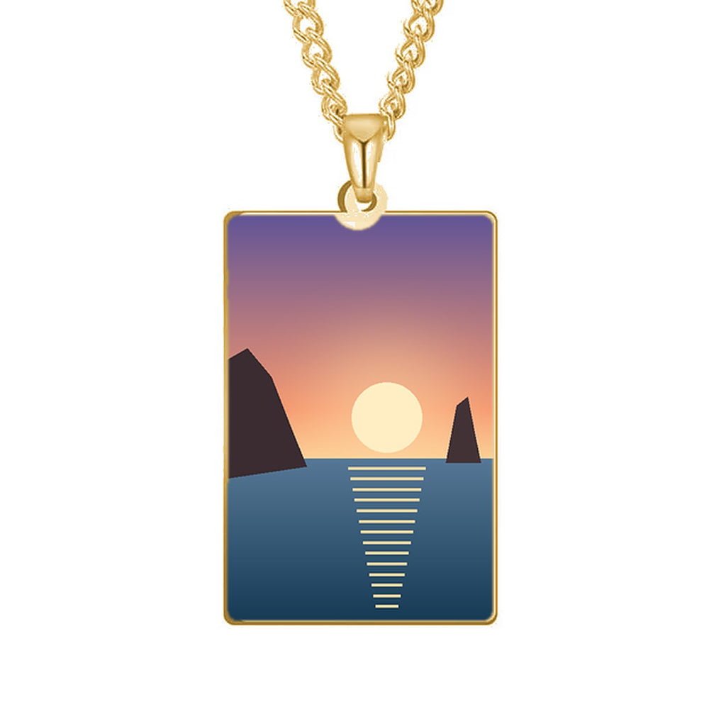 Colar com foto, medalha retângulo (40 × 24 mm), dourado (exemplo de imagem)